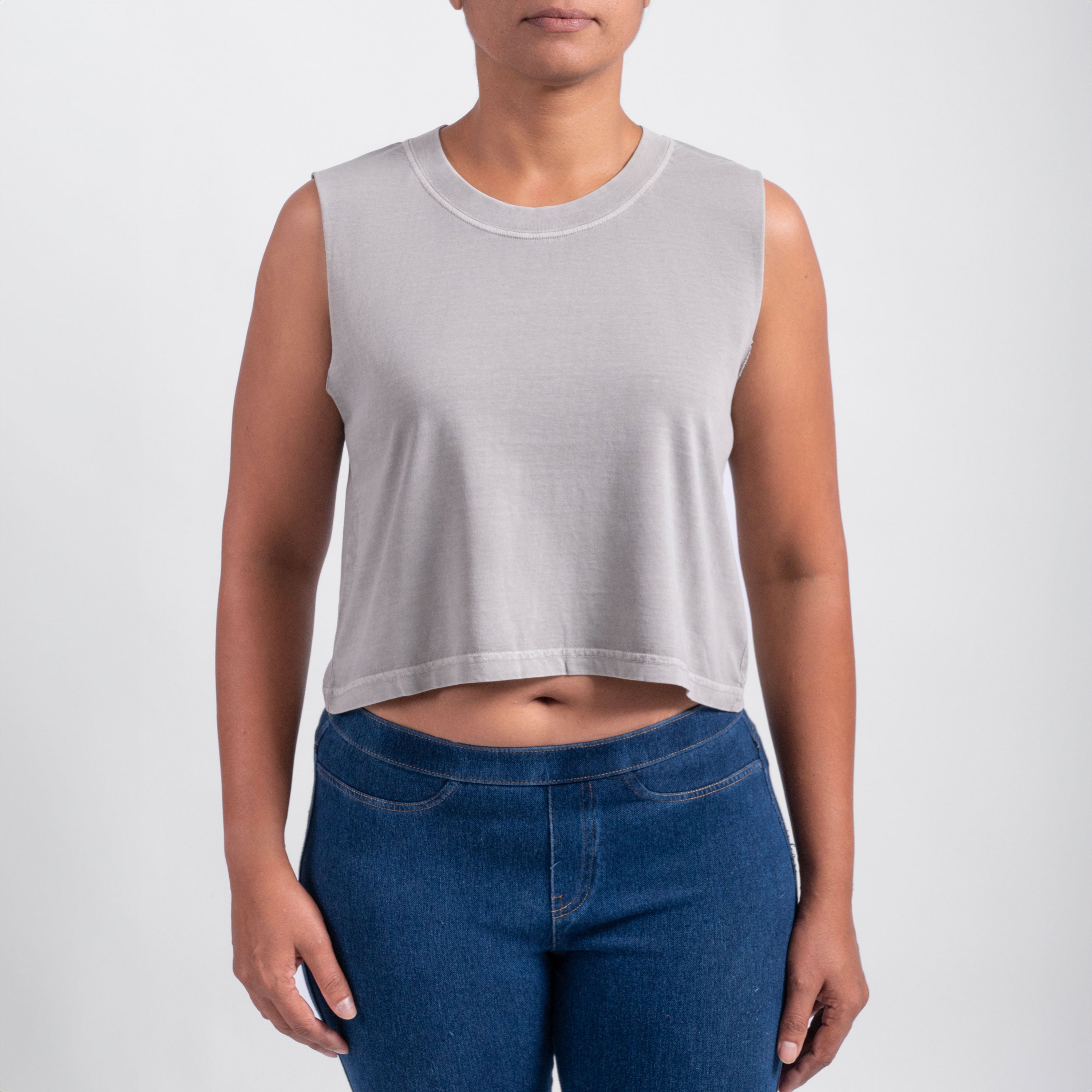 Women's Submerged Cropped Tank // Stone